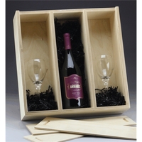 15.5" x 15.6" finished birch wood triple wine bottle box with... from ASI...