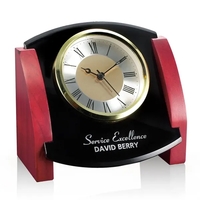 Rosewood and black 5 1/2" glass clock.... from ASI 84592 St Regis Group