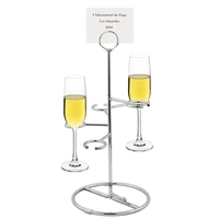 Deluxe tiered flight holder holds five stemware wine glasses at tiered......