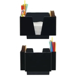 Napkin Bar Caddy, Three Compartments, Black