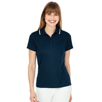 Women's classic 100% polyester pique knit wicking polo shirt with...