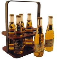 Wood 6 pack beverage carrier for bottles and drinks.... from ASI 88156 Solid...
