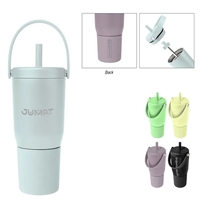 35 oz. powder-coated stainless steel tumbler with straw and carry handle.......