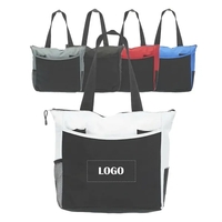 Polyester tote bag with front slip pocket with 1 color silkscreen... from ASI...