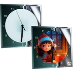 7.88" Full Color Square Tempered Glass Desk Clock