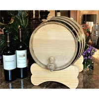 20 liter oak wood barrel with black hoops, stand, spigot, bung... from ASI...