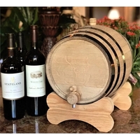10 liter oak wood barrel with black hoops, stand, spigot, bung... from ASI...