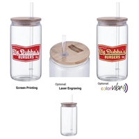 18 oz can glass with bamboo lid and straw.... from ASI 99030 Zipline