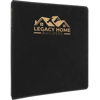 10.5" x 11.5" x 1.5" black/gold PU leatherette 3-ring binder.... from ASI...