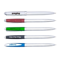 Metal ballpoint pen with twist-action mechanism, colored upper barrel and...