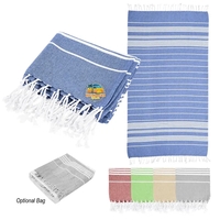 40" x 73" recycled cotton beach blanket with striped pattern and... from ASI...