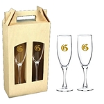 Printed Set of 2 Champagne Flute Glasses in Craft Box
