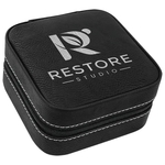 Black/Silver Leatherette Travel Jewelry Box