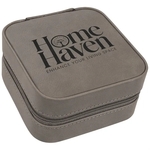 Gray Leatherette Travel Jewelry Box