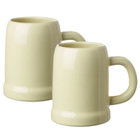 Beige Ceramic Beer Mug with Footed Base, 24 oz.