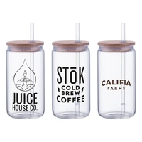 18oz Can Glass w Bamboo Lid and Straw... from ASI 88060 Snugz/USA Inc