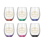 Wine O'Clock 9oz ARC Stemless Wine Glass C8832 with Color Bo