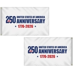 3' x 5' Double Sided White America 250 Anniversary Flag
