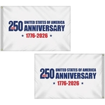 4' x 6' Double Sided White America 250 Anniversary Flag