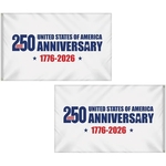 5' x 8' Double Sided White America 250 Anniversary Flag