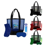 Mesh Fuzzy Beach Bag Set