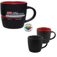 12oz Two-Tone Euro Cafe Mug, glossy black exterior and colored glaze... from...