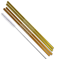 Set of 4 Gold and/or Copper Straight Stainless Steel Straws