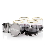 Baldoni Coasters & Tucson Gold Rim Stemless Wine Set