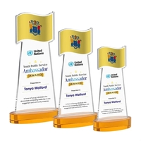 Flag VividPrint™ Award on Alberton Base - Amber