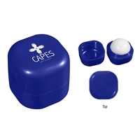 Vanilla-flavored lip balm cube available in six colors that's safety...