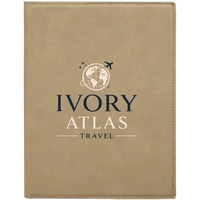 7" x 9" light brown PU leatherette portfolio with writing pad,... from ASI...