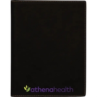 7" x 9" black and gold PU leatherette portfolio with 50-page... from ASI...