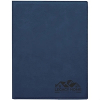 7" x 9" blue and black PU leatherette portfolio with writing... from ASI...