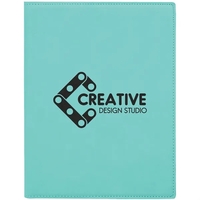 7" x 9" teal PU leatherette portfolio with writing pad, pen... from ASI 74601...