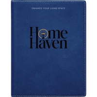 7" x 9" blue and silver PU leatherette portfolio with writing... from ASI...