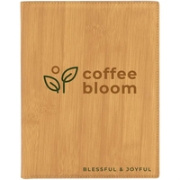 7" x 9" bamboo look PU leatherette portfolio with 50-page pad,... from ASI...