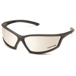 Black frame, clear mirror lens, 4X4 safety glass.