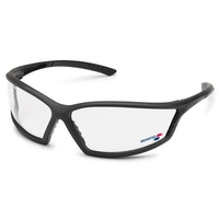 Black frame, clear anti-fog lens, 4X4 safety glass.