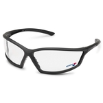 Black frame, clear anti-fog lens, 4X4 safety glass.