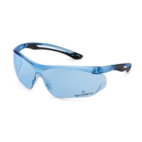 Pacific blue frame, pacific blue lens, Paralax safety glass. Printed on......