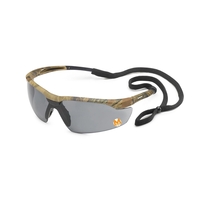 Camo frame, flexible temple, Conqueror safety glasses. Complies with ANSI....