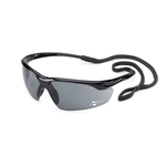 Black frame, grey lens, Conqueror safety glasses
