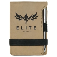 3 1/4" x 4 3/4" notepad made of light brown leatherette... from ASI 74601 Calico