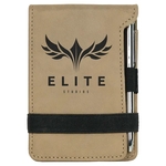 Light Brown Leatherette Mini Notepad with Pen
