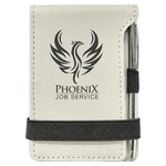 White Leatherette Mini Notepad with Pen