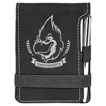 Black & Silver Leatherette Mini Notepad with Pen