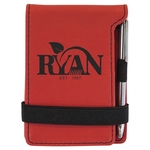 Red Leatherette Mini Notepad with Pen