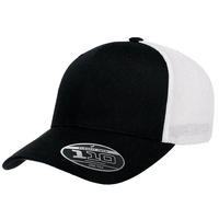 Eco-friendly Flexfit 110 two-tone recycled mesh cap with mid profile and......