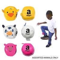 These kickballs come pre-printed with an assortment of farm animal faces......