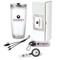 Gift set with 22 oz. tumbler, 2-in-1 charging cable, earbuds with... from ASI...